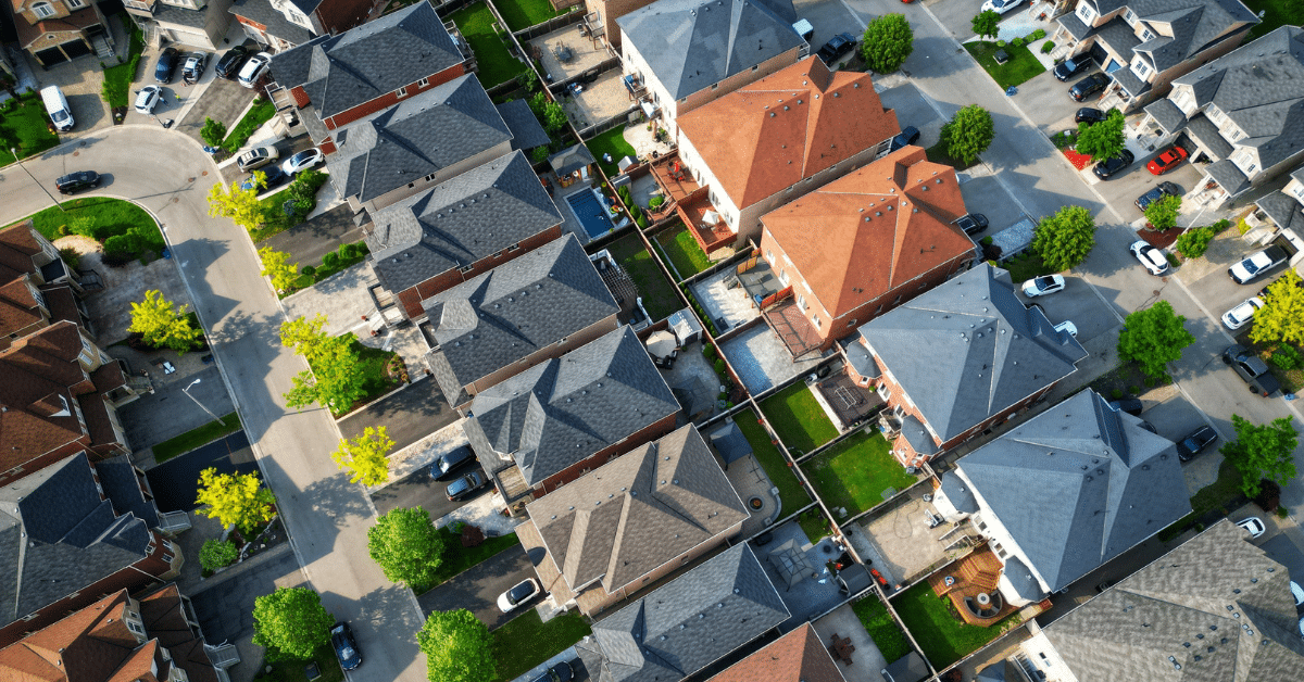 Aerial view of residential neighborhood in Toronto